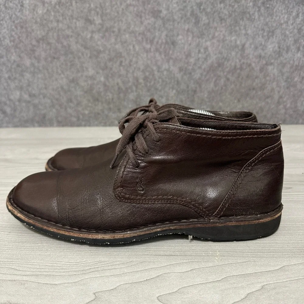 John Varvatos Chukka‎ Boots Mens 9 Brown Hipster Leather Lace Up F505K4B Q68B